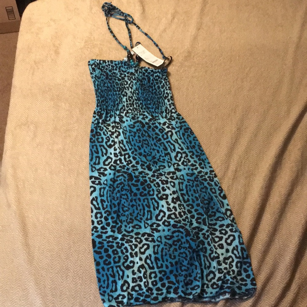 Blue leopard print dress